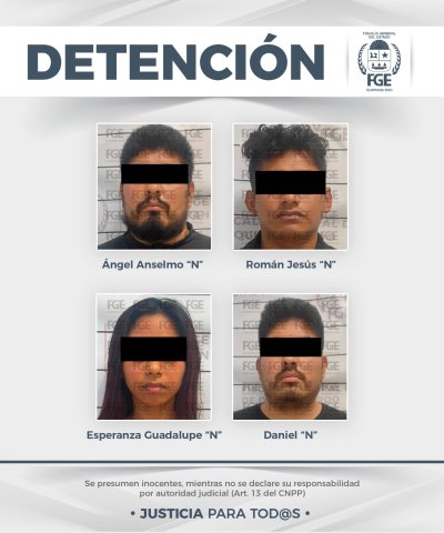Capturan FGE a cuatro personas por extorsión agravada en Playa del Carmen.