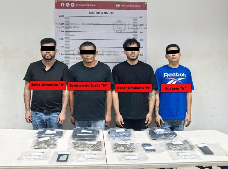 Detiene FGE Quintana Roo a cuatro sujetos por probable narcomenudeo en Benito Juárez