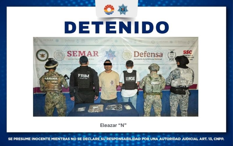 Policía Cancún detuvo a Eleazar “N”, por narcomenudeo