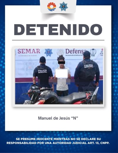 LO DETIENE LA POLICÍA DE CANCÚN CON MOTO ROBADA